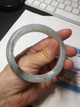 Load image into Gallery viewer, 56.5mm 100% natural type A icy watery light green/brown/black seaweed jadeite jade bangle Q139-5250