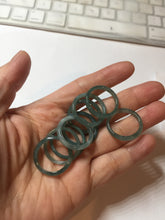 Load image into Gallery viewer, 18.3mm size 8 1/4 100% natural type A icy watery green/blue slim style Guatemala jadeite jade band ring group PE80