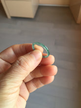 Load image into Gallery viewer, 17.9mm size 7 3/4 100% natural type A icy watery green/blue slim style Guatemala jadeite jade band ring group PE82