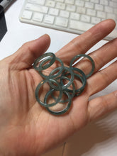 Load image into Gallery viewer, 18.3mm size 8 1/4 100% natural type A icy watery green/blue slim style Guatemala jadeite jade band ring group PE80