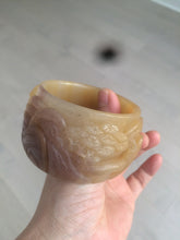 Load image into Gallery viewer, 54mm certified 100% natural yellow orange purple Quartzite (Shetaicui jade) carved people and landscape Zen bangle XY59-0001