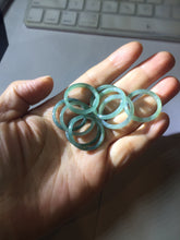 Load image into Gallery viewer, 18.3mm size 8 1/4 100% natural type A icy watery green/blue slim style Guatemala jadeite jade band ring group PE80
