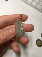 Load image into Gallery viewer, 100% Natural type A icy watery light green/gray Jadeite Jade seashell (福贝) pendant F150