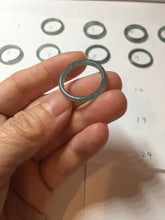 Load image into Gallery viewer, 18.3mm size 8 1/4 100% natural type A icy watery green/blue slim style Guatemala jadeite jade band ring group PE80