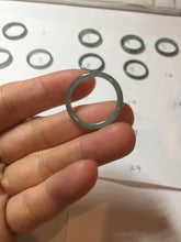 Load image into Gallery viewer, 18.3mm size 8 1/4 100% natural type A icy watery green/blue slim style Guatemala jadeite jade band ring group PE80