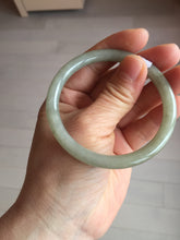 Load image into Gallery viewer, 54.7mm Certified type A 100% Natural light green gray black slim round cut Jadeite bangle PA194-2460