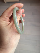 Load image into Gallery viewer, 54.7mm Certified type A 100% Natural light green gray black slim round cut Jadeite bangle PA194-2460