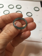 Load image into Gallery viewer, 18.3mm size 8 1/4 100% natural type A icy watery green/blue slim style Guatemala jadeite jade band ring group PE80