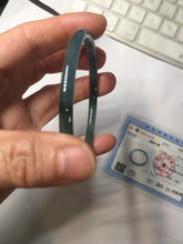 Load image into Gallery viewer, 56.5mm Certified Type A 100% Natural icy watery dark green/gray/black Guatemala skinny round cut Jadeite bangle PJ85-0601
