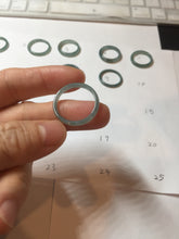 Load image into Gallery viewer, 18.3mm size 8 1/4 100% natural type A icy watery green/blue slim style Guatemala jadeite jade band ring group PE80