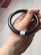 Load image into Gallery viewer, 58.6mm Certified type A 100% Natural dark green black MoCui(墨翠) round cut Jadeite bangle PC150-0687