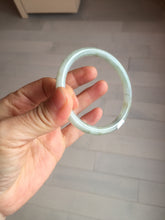 Load image into Gallery viewer, 54.7mm Certified type A 100% Natural light green gray black slim round cut Jadeite bangle PA193-2468