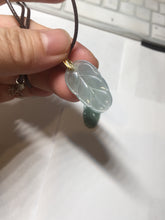 Load image into Gallery viewer, 100% natural type A icy watery light green blue gray Guatemala jadeite leaf pendant PD6