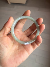 Load image into Gallery viewer, 54.7mm Certified type A 100% Natural light green gray black slim round cut Jadeite bangle PA193-2468