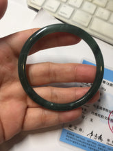 Load image into Gallery viewer, 54.1mm Certified Type A 100% Natural dark green/blue/gray with Guatemala slim round cut Jadeite bangle PJ99-2457