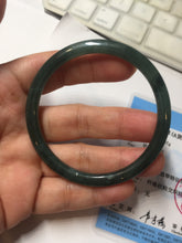 Load image into Gallery viewer, 54.1mm Certified Type A 100% Natural dark green/blue/gray with Guatemala slim round cut Jadeite bangle PJ99-2457