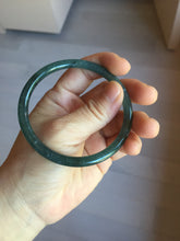 Load image into Gallery viewer, 59.2mm Certified Type A 100% Natural light green/blue/gray with flying snow Guatemala slim round cut Jadeite bangle PJ26-4318