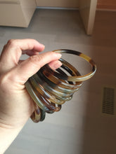 Load image into Gallery viewer, 58-63mm 100% Natural black brown beige slim Buffalo Horn bangle group CB55