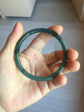 Load image into Gallery viewer, 59.2mm Certified Type A 100% Natural light green/blue/gray with flying snow Guatemala slim round cut Jadeite bangle PJ26-4318