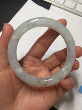 Load image into Gallery viewer, 54.7mm 100% natural type A icy watery light green/brown/black seaweed round cut jadeite jade bangle Q140-5253