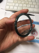 Load image into Gallery viewer, 55.8mm Certified Type A 100% Natural dark green/blue/gray/black Guatemala slim round cut Jadeite bangle PJ100-5624