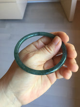 Load image into Gallery viewer, 59.2mm Certified Type A 100% Natural light green/blue/gray with flying snow Guatemala slim round cut Jadeite bangle PJ26-4318