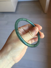 Load image into Gallery viewer, 59.2mm Certified Type A 100% Natural light green/blue/gray with flying snow Guatemala slim round cut Jadeite bangle PJ26-4318