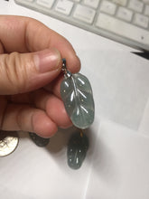 Load image into Gallery viewer, 100% natural type A icy watery light green gray Guatemala jadeite leaf pendant PD7
