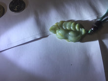 Load image into Gallery viewer, 100% Natural Type A Dark Green Yellow Carved Ancient Coins Four Season Bean Leaf Jadeite Jade Pendant PJ86