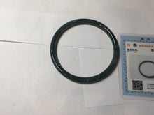 Load image into Gallery viewer, 61mm Certified Type A 100% Natural icy watery dark green/blue/gray with Guatemala slim round cut Jadeite bangle PH20-2332