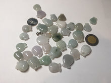 Load image into Gallery viewer, 100% Natural light green/white/purple Jadeite Jade money bag bead pendant group F153