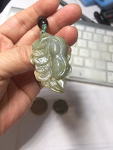 Load image into Gallery viewer, 100% Natural Type A Dark Green Yellow Carved Ancient Coins Four Season Bean Leaf Jadeite Jade Pendant PJ86