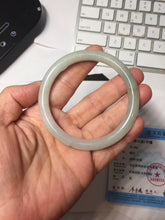 Load image into Gallery viewer, 56mm certified Type A 100% Natural white light green gray slim round cut Jadeite Jade bangle PB253-3715