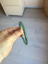Load image into Gallery viewer, 58mm Type A 100% Natural half black half icy dark green/blue/gray Guatemala skinny round cut Jadeite bangle PJ25-9700