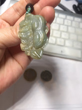 Load image into Gallery viewer, 100% Natural Type A Dark Green Yellow Carved Ancient Coins Four Season Bean Leaf Jadeite Jade Pendant PJ86