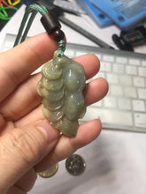Load image into Gallery viewer, 100% Natural Type A Dark Green Yellow Carved Ancient Coins Four Season Bean Leaf Jadeite Jade Pendant PJ86