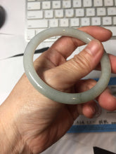 Load image into Gallery viewer, 56mm certified Type A 100% Natural white light green gray slim round cut Jadeite Jade bangle PB253-3715