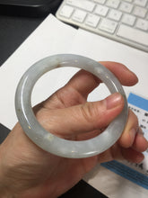 Load image into Gallery viewer, 54.7mm 100% natural type A icy watery light green/brown/black seaweed round cut jadeite jade bangle Q140-5253