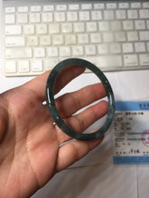 Load image into Gallery viewer, 56.7mm Certified Type A 100% Natura dark blue/green/gray/black Guatemala slim round cut Jadeite bangle PJ101-5614