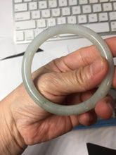 Load image into Gallery viewer, 56mm certified Type A 100% Natural white light green gray slim round cut Jadeite Jade bangle PB253-3715