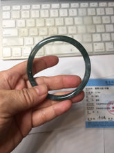 Load image into Gallery viewer, 56.7mm Certified Type A 100% Natura dark blue/green/gray/black Guatemala slim round cut Jadeite bangle PJ101-5614