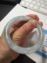 Load image into Gallery viewer, 54.7mm 100% natural type A icy watery light green/brown/black seaweed round cut jadeite jade bangle Q140-5253