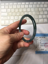 Load image into Gallery viewer, 56.7mm Certified Type A 100% Natura dark blue/green/gray/black Guatemala slim round cut Jadeite bangle PJ101-5614