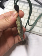 Load image into Gallery viewer, 100% Natural Type A Dark Green Yellow Carved Ancient Coins Four Season Bean Leaf Jadeite Jade Pendant PJ86