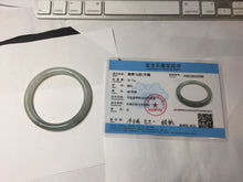 Load image into Gallery viewer, 54mm certified Type A 100% Natural white oily light green gray( 淡油青) slim round cut Jadeite Jade bangle PB254-3708