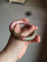 Load image into Gallery viewer, 55.5 100% natural red/pink/black/gray chubby round cut rose stone (Rhodonite) bangle SY23