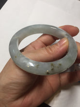 Load image into Gallery viewer, 54.5mm 100% natural type A icy watery light green/brown/black seaweed jadeite jade bangle Y154-5248