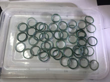 Load image into Gallery viewer, 17.9mm size 7 3/4 100% natural type A icy watery green/blue slim style Guatemala jadeite jade band ring group PE82