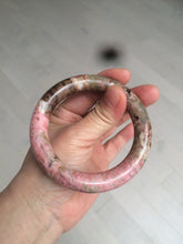 Load image into Gallery viewer, 55.5 100% natural red/pink/black/gray chubby round cut rose stone (Rhodonite) bangle SY23