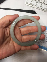 Load image into Gallery viewer, 54mm certified Type A 100% Natural white oily light green gray( 淡油青) slim round cut Jadeite Jade bangle PB254-3708